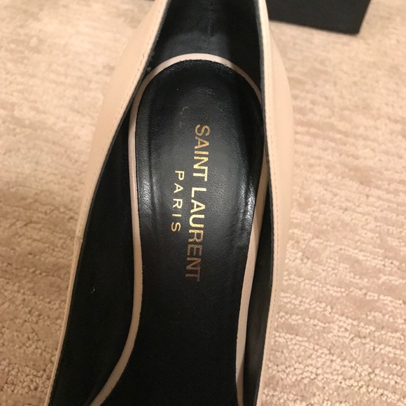 Saint Laurent Heels Shoes Nude Beige Black sz 7.5 - Picture 6 of 7